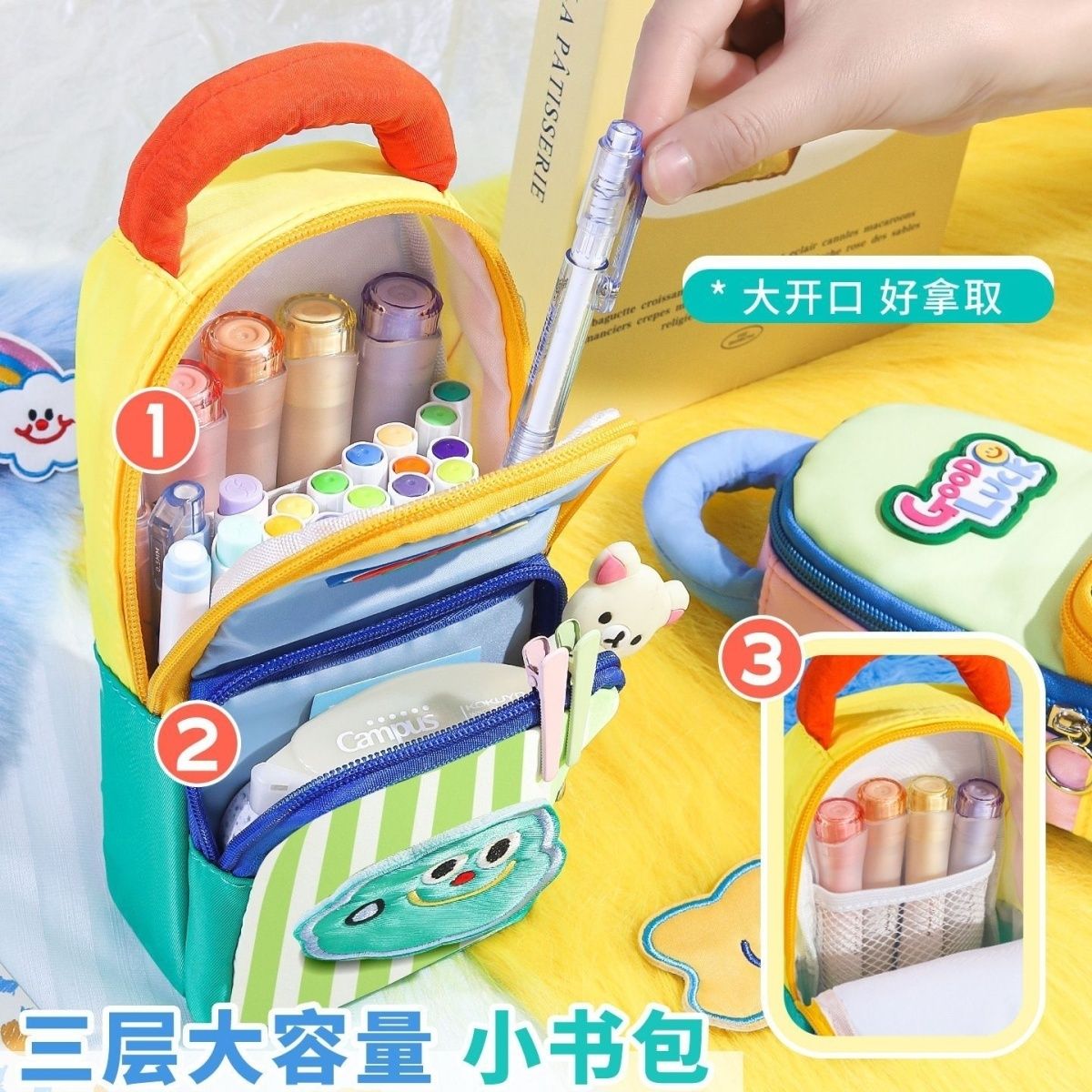 Makeup Organizer - 3D KawaiiLarge Capacity Multi‑Layer Pencil Case