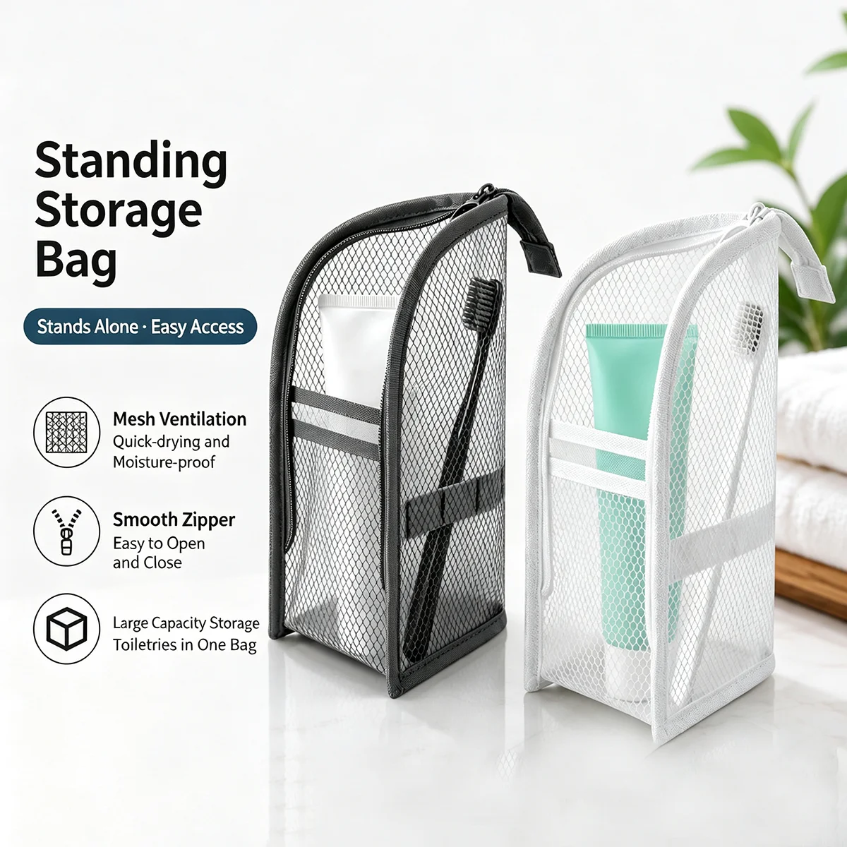 Standing Mesh Toiletry Bag for - огляд і ціна Beauty Makeup Case