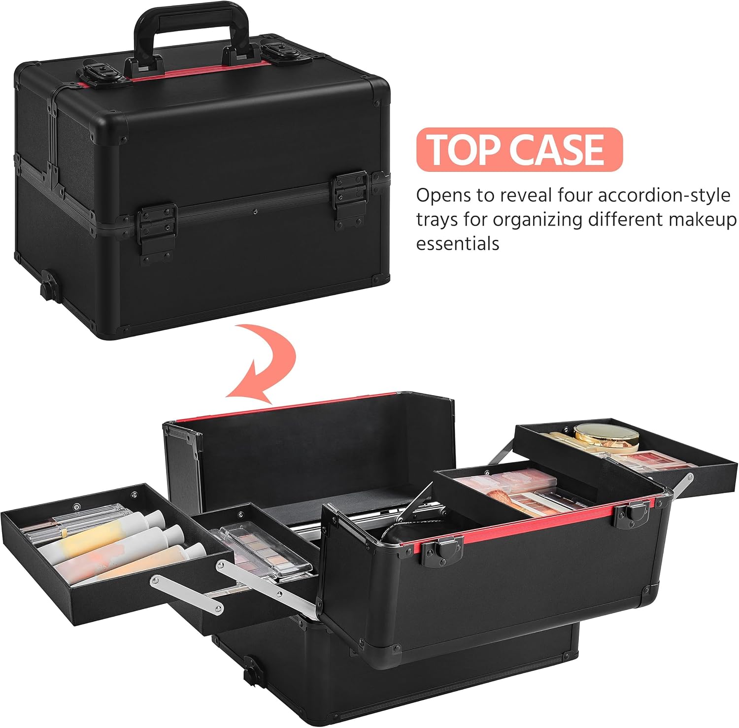 Black 4‑in‑1 Lockable Rolling  - огляд і ціна Makeup Organizer