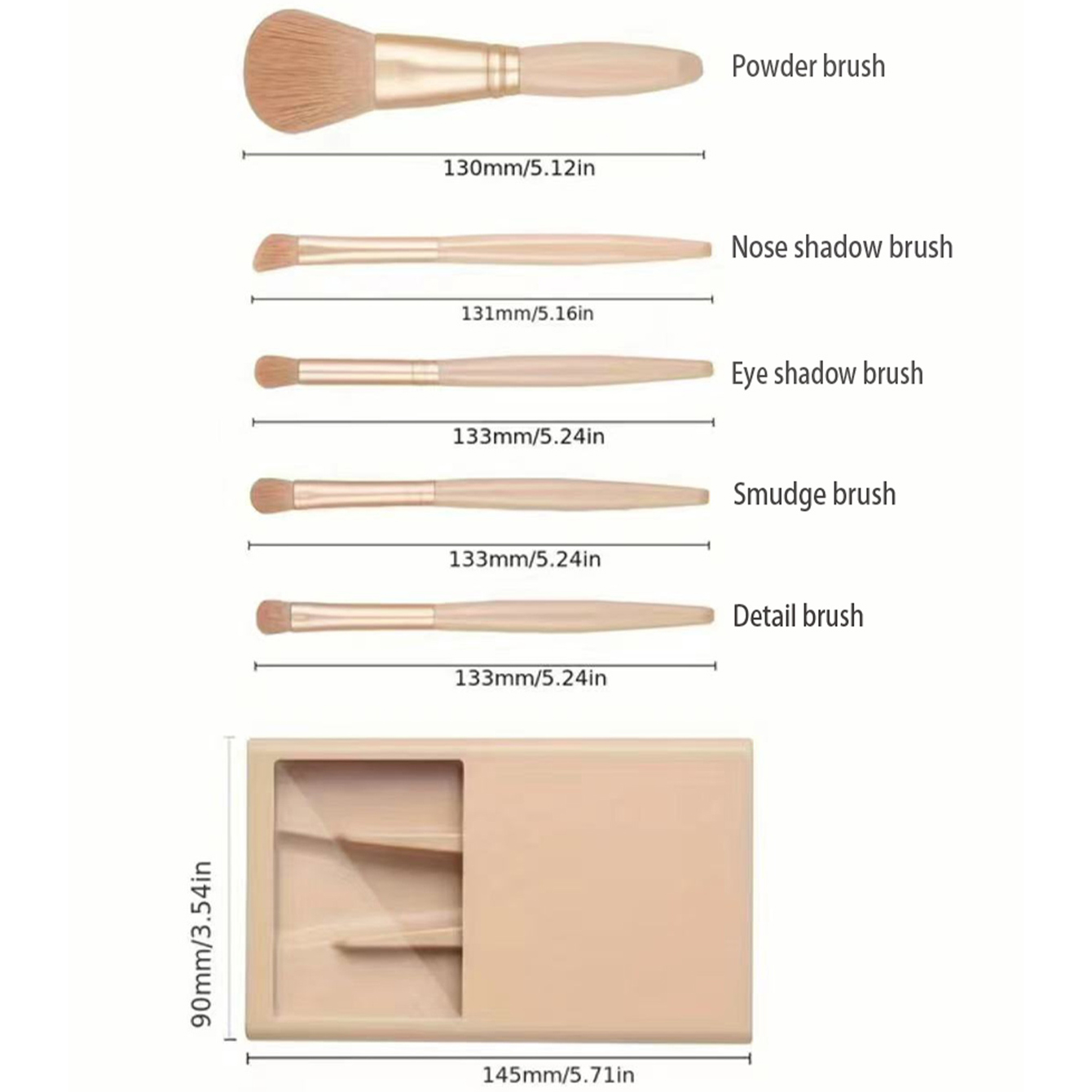 5pcs Cosmetic Brush Kit With M - огляд і ціна Beauty Makeup Case