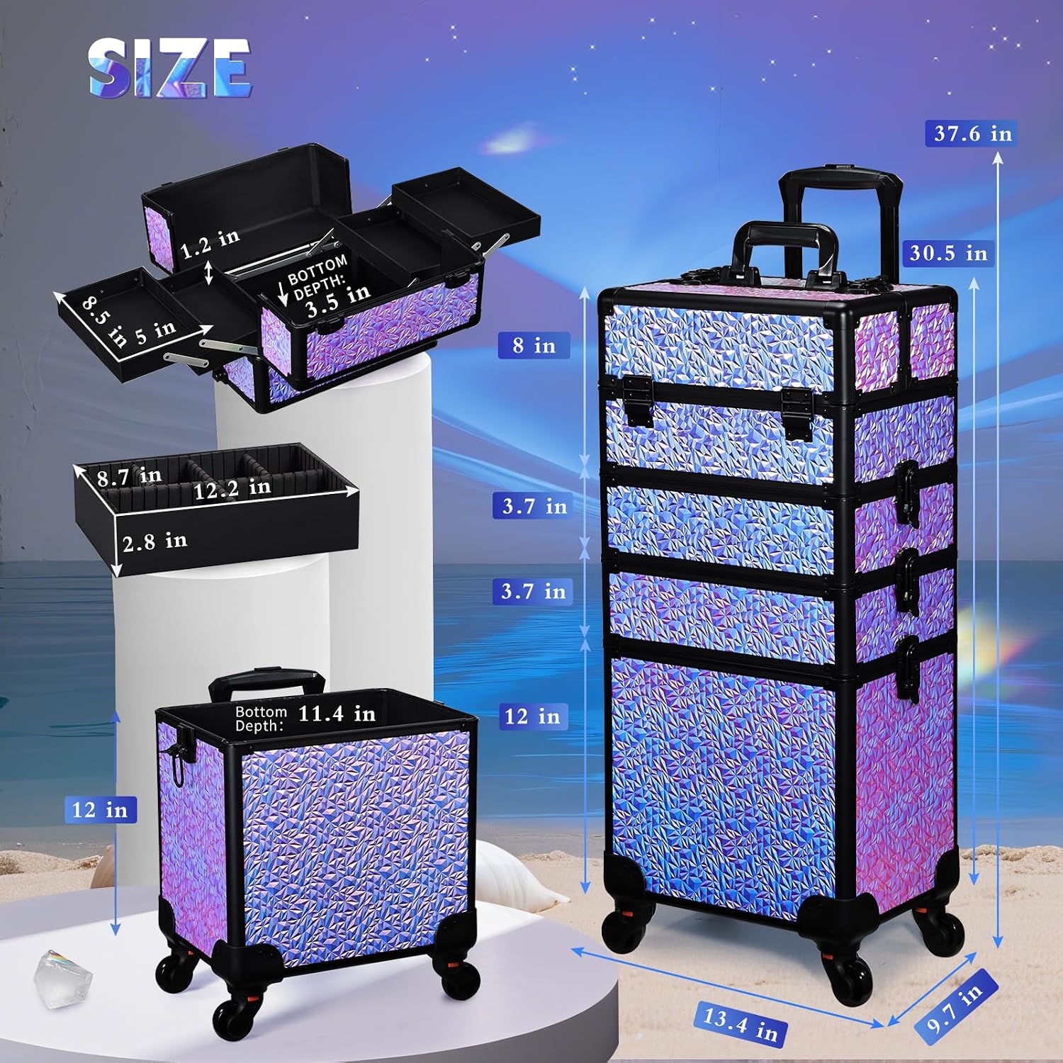 Rolling Makeup Train Case, Lar - огляд і ціна Beauty Makeup Vanity